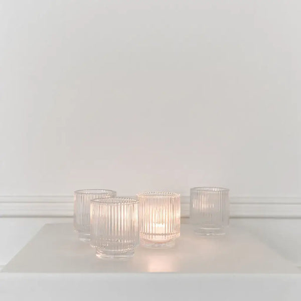 Bluum Maison Clear Glass Ribbed Tea Light